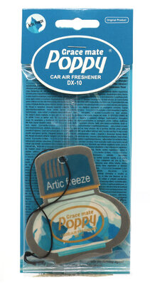 poppy paper airfreshner car artic freeze blue