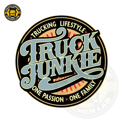 Truckjunkie - Trucking Lifestyle Script - Autocollant enti&egrave;rement imprim&eacute;