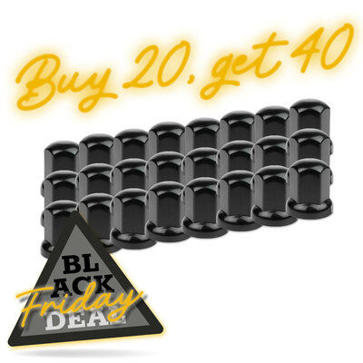 XXL - BLACK PLASTIC WHEEL NUT COVER 33MM - 53MM HIGH