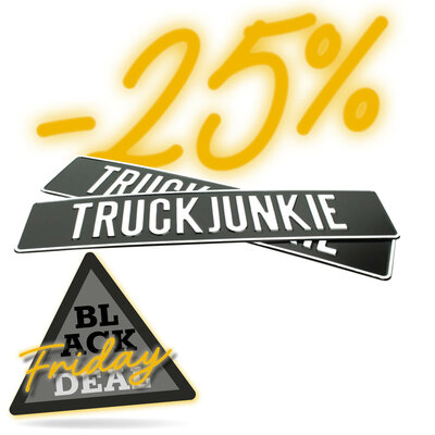 TRUCKJUNKIE - PLAQUE D&#039;IMMATRICULATION - NOIR AVEC IMPRESSION BLANCHE