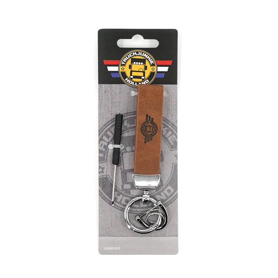 PORTE-CL&Eacute;S TRUCKJUNKIE AVEC LOGO GRAV&Eacute; - MARRON avec anneau