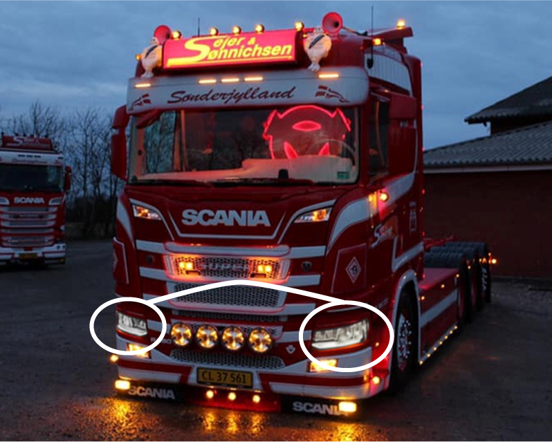 BLANC XENON - FEU DE POSITION SUPPLÉMENTAIRE - PHARE LED SCANIA 2016+