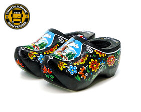 PAIRE DE SABOTS EN BOIS - 10CM - NOIR